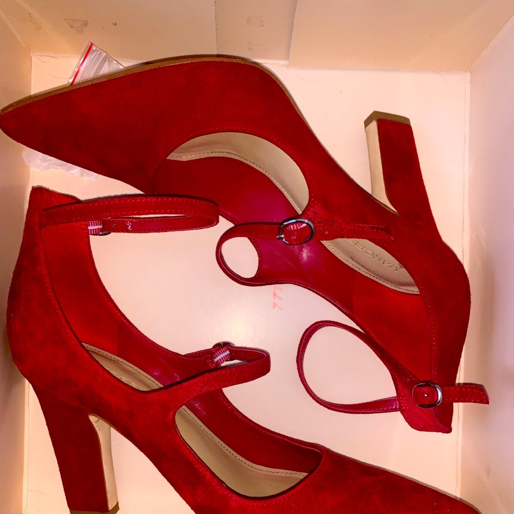 Marc Fisher Red Suede Heels size 9 - Picture 2 of 4